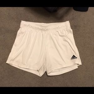 white adidas women’s soccer shorts